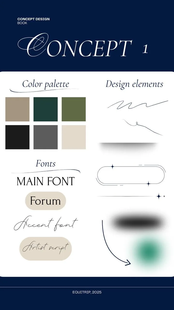 Concept 1: Forum and Artist Script, greens and sand
